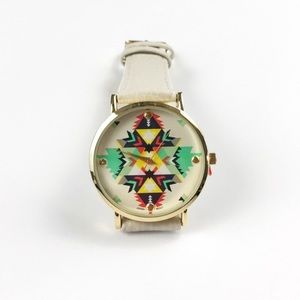 Ivory Aztec Print Watch